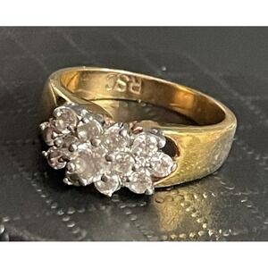 RSC Cluster Cocktail Ring Size 6 Gold Tone Womens Jewelry Statement READ